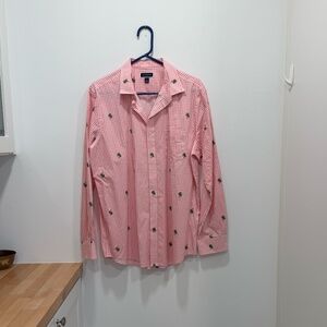 Practically NEW Club Room men's long sleeved gingham shirt with palm trees